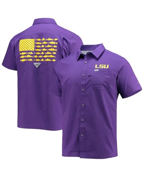 Мужская рубашка на пуговицах PFG Purple LSU Tigers Slack Tide Camp Columbia
