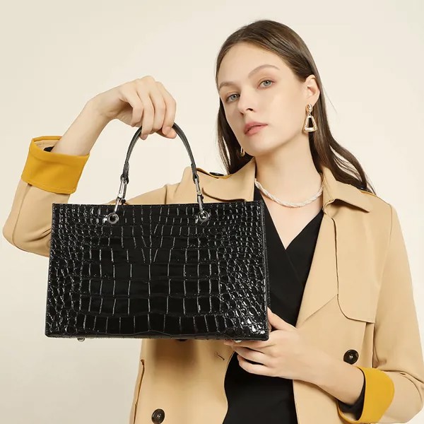 Женская сумка, модная дамская сумочка, кожаный портфель с крокодиловым узором, новая вместительная Портативная сумка через плечо, женская сумка