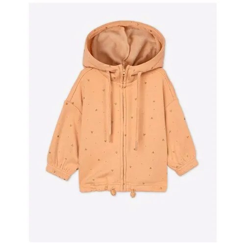 Бежевая толстовка oversize со звёздочками для девочки Gloria Jeans, размер 18-24мес/92