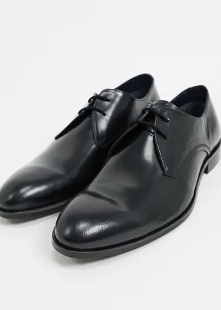 Черные кожаные дерби Burton Menswear-Черный цвет