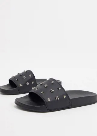 Шлепанцы с заклепками ASOS DESIGN-Черный