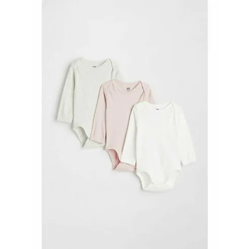 Боди H&M, комплект из 3 шт., размер 68, серый, белый, розовый