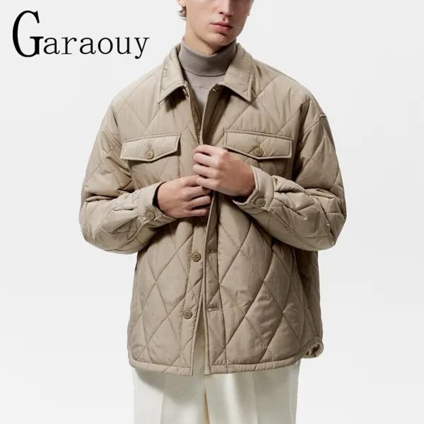 Мужская зимняя куртка на пуговицах Garaouy 2022, теплое хлопковое пальто, Мужская простая повседневная спортивная одежда, однотонная Высококаче...