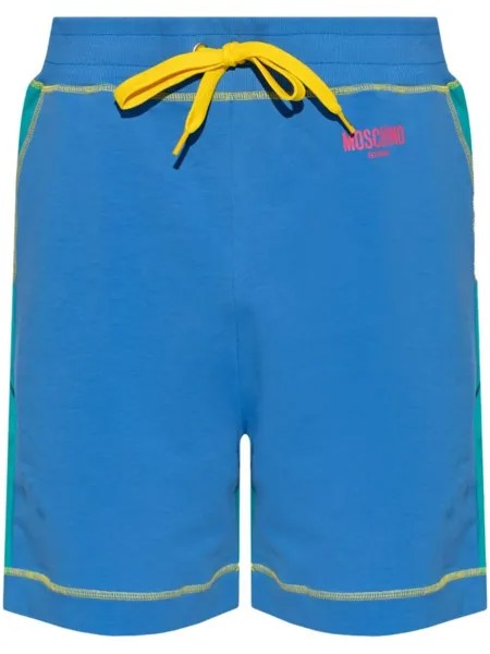 Пляжные шорты из хлопка с цветными блоками Moschino, синий