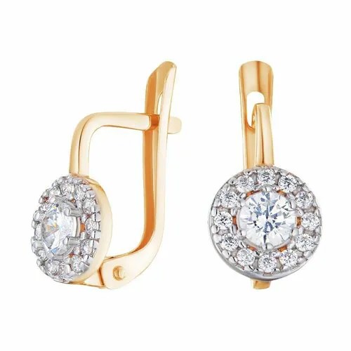 Серьги Ювелир Карат 1125391, красное золото, 585 проба, фианит