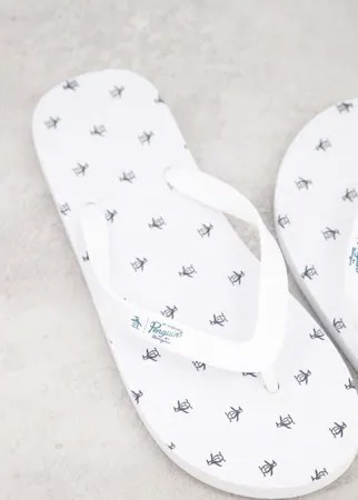 Белые шлепанцы с принтом логотипа Original Penguin-Белый