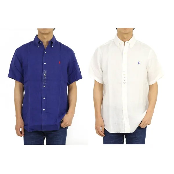 Polo Ralph Lauren Стандартная льняная рубашка с короткими рукавами на пуговицах — 2 цвета