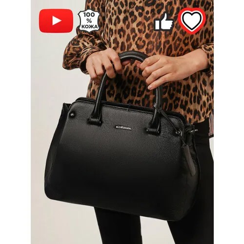 Сумка  тоут GIORGIO FERRETTI повседневная, натуральная кожа, внутренний карман, черный