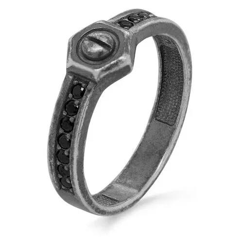 Кольцо KABAROVSKY серебро, 925 проба, чернение, кристаллы Swarovski, размер 18