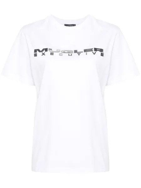 Mugler футболка Executive с логотипом, белый