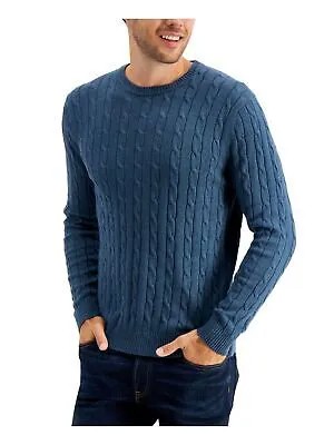 CLUBROOM Мужской синий свитер с круглым вырезом классического кроя M