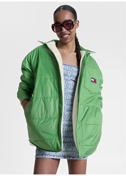 Зеленое женское двустороннее пальто Tommy Jeans