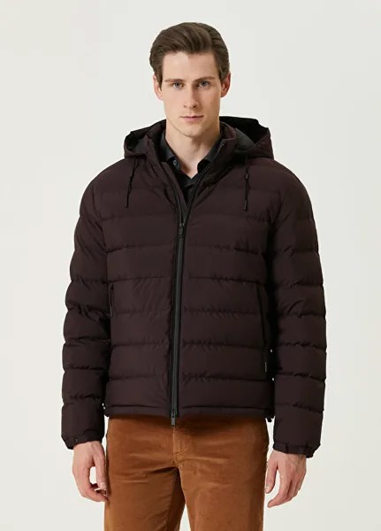 Темно-коричневое пуховик с капюшоном Zegna