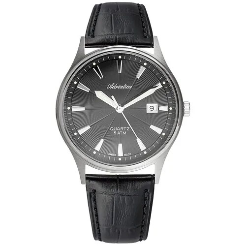 Наручные часы Adriatica Titanium, черный, серебряный