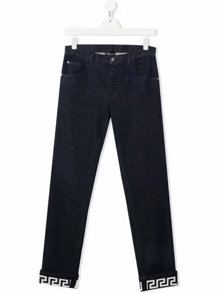 Versace Kids джинсы кроя слим с узором Greca