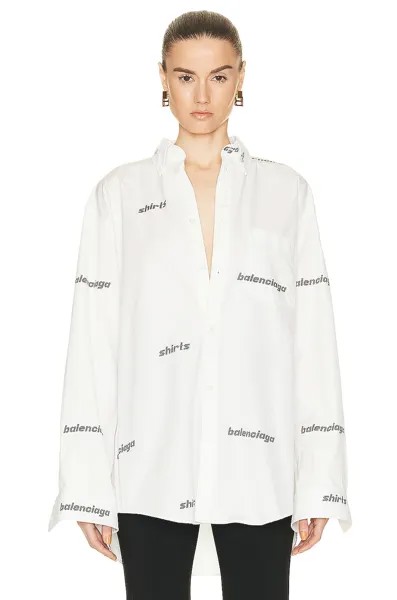 Топ Balenciaga Large Fit Allover Poplin, цвет White & Black