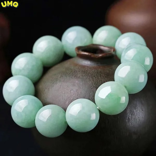 Высококачественный натуральный нефритовый браслет из Мьянмы, нефритовый браслет, мужской браслет, светло-зеленый ледяной восковой нефрито...