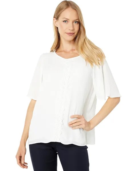 Футболка Vince Camuto Short Sleeve Center Front Diamond Dot Lace, цвет New Ivory