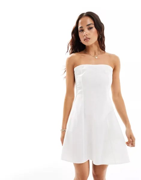 Платье мини Asos Design Linen Bandeau, белый