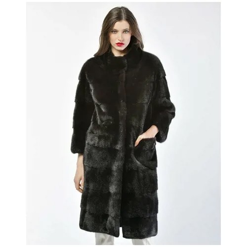 Пальто Manakas Frankfurt, норка, силуэт прямой, размер 34, черный