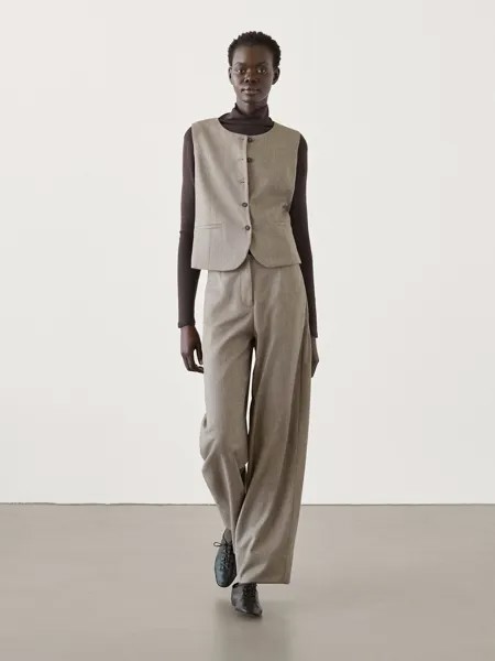 Фланелевый жилет для костюма Massimo Dutti, бежевый