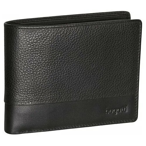 Портмоне BUGATTI Atlanta, чёрное, натуральная воловья кожа, 10,5х1х9 см (49320101)