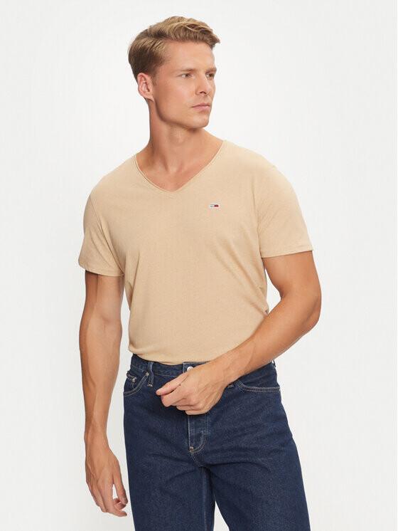 Футболка узкого кроя Tommy Jeans, бежевый