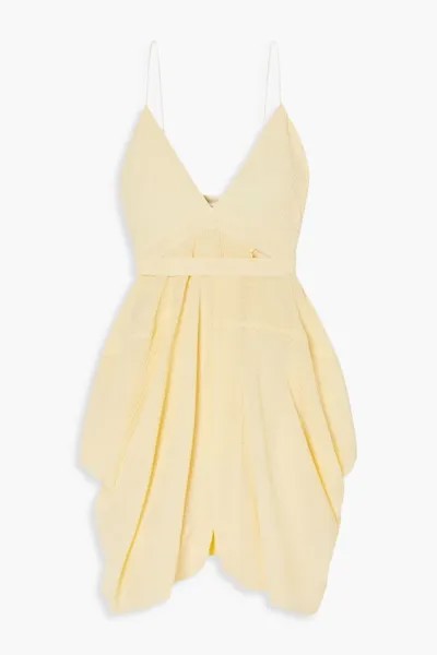 Платье мини Jenny асимметричного кроя из шелкового хлопка с драпировкой Stella Mccartney, пастельно-желтый