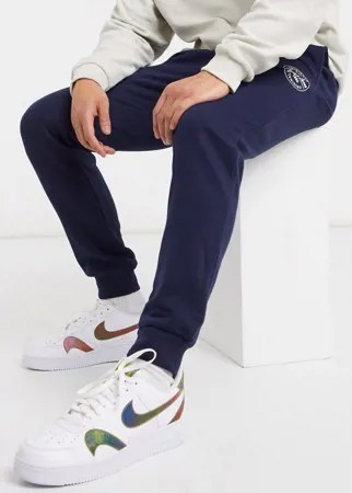Темно-синие спортивные штаны с манжетами и круглым логотипом Jack & Jones Originals-Темно-синий