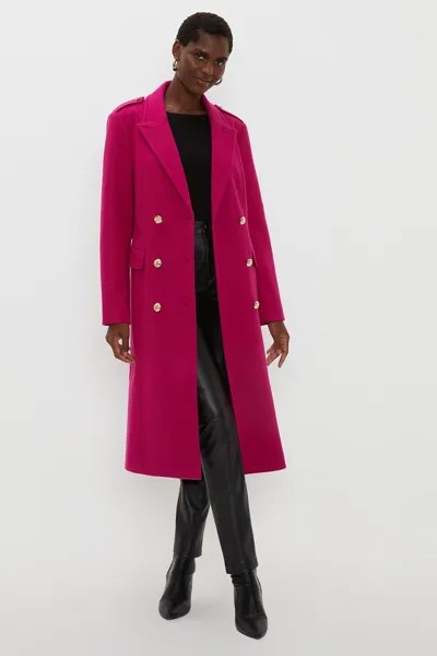 Розовое двубортное пальто в стиле милитари Wallis, розовый