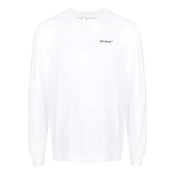 Футболка Men's OFF-WHITE SS22 Logo Printing Long Sleeves White T-Shirt, белый