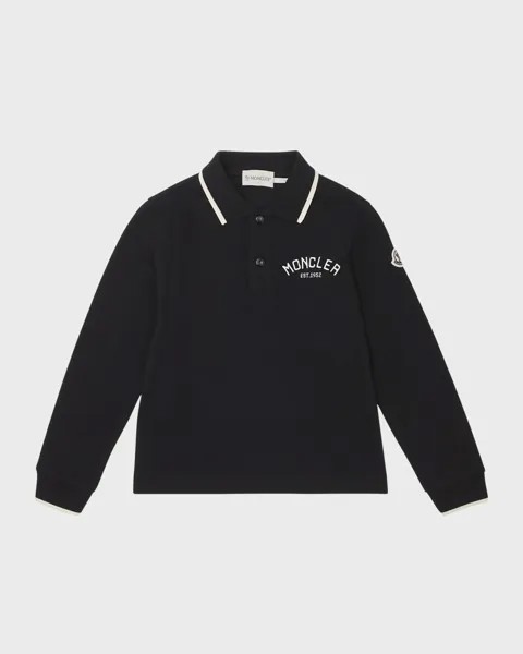Рубашка-поло с вышитым логотипом для мальчика Moncler, цвет Black