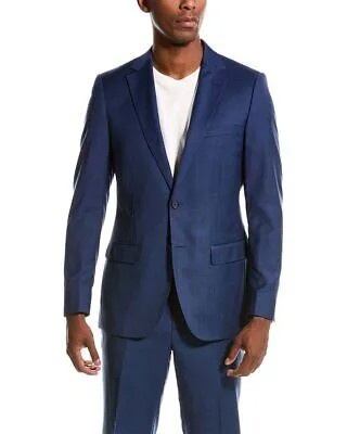 Мужской полушерстяной костюм Zanetti 2Pc Bleu Label с брюками с плоской передней частью, синий 46R
