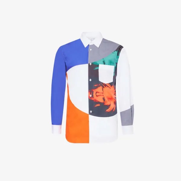 Рубашка из хлопкового поплина с контрастными вставками andy warhol Comme des Garçons, белый