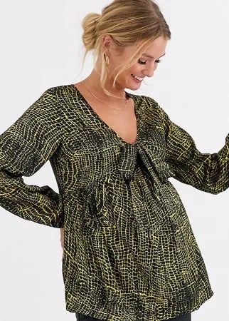 Атласная блузка с крокодиловым рисунком Influence Maternity-Мульти