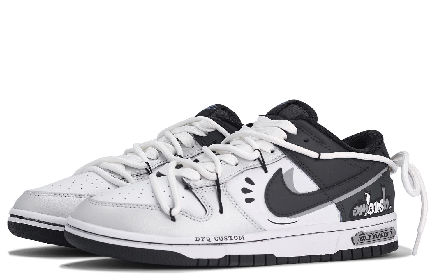Кроссовки Nike Dunk Skateboarding Shoes Women's Low-top Silver/white/black, серебряный