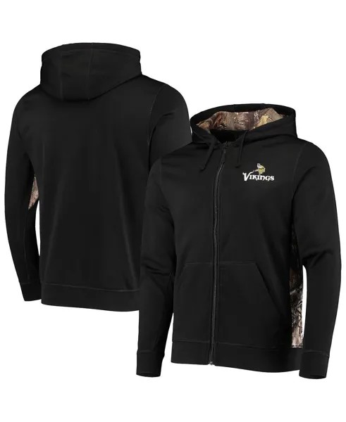 Мужская черная толстовка с капюшоном realtree camo minnesota vikings decoy tech fleece с молнией во всю длину Dunbrooke, мульти