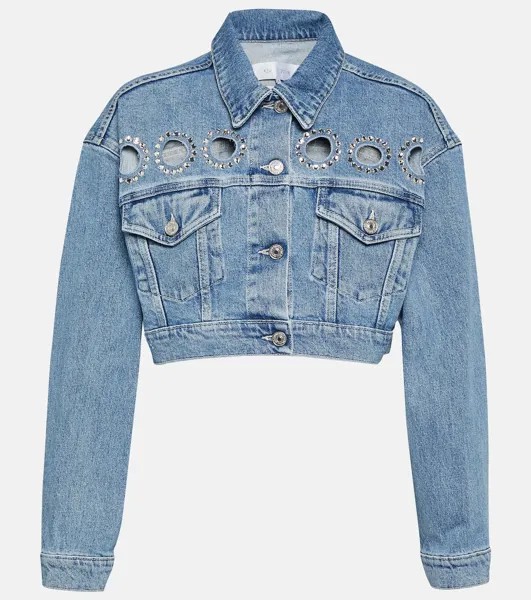 Укороченная джинсовая куртка Babe с украшением 7 FOR ALL MANKIND, синий