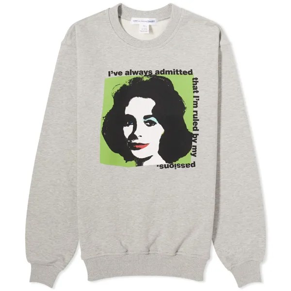 Свитер Comme Des Garçons Shirt X Andy Warhol Elizabeth Taylor Sweat, цвет Top Grey