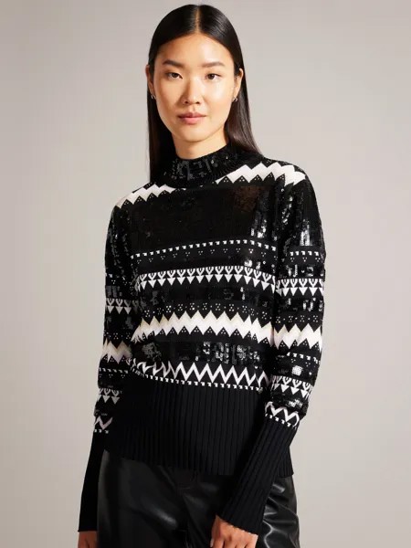 Limara Блестящий джемпер Fairisle Ted Baker, темно-синий/мульти
