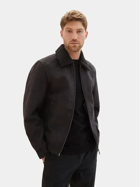 Куртка из искусственной кожи, стандартного кроя Tom Tailor, черный