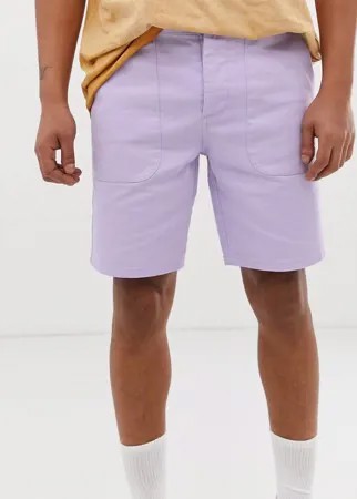 Сиреневые парусиновые шорты в стиле милитари ASOS DESIGN-Фиолетовый