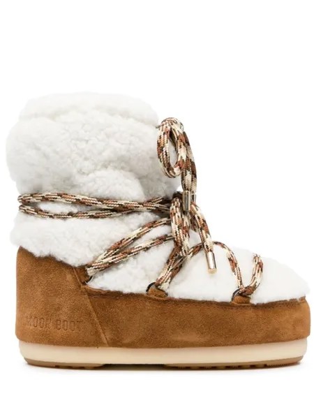 Moon Boot ботинки Icon Low из овчины, коричневый
