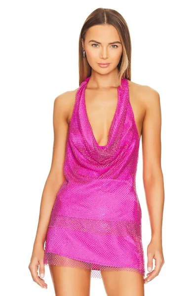 Топ Amanda Uprichard x REVOLVE Niecy Mesh Sparkle, цвет Hot Pink