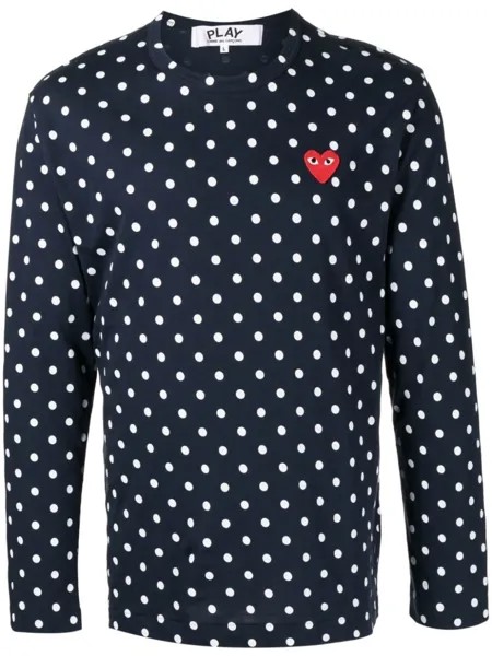 Comme Des Garçons Play футболка в горох с длинными рукавами, синий