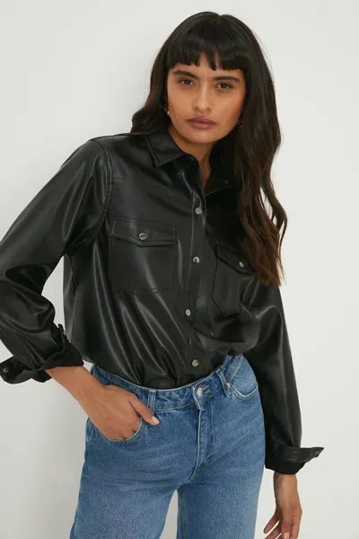 Рубашка из искусственной кожи Dorothy Perkins, черный