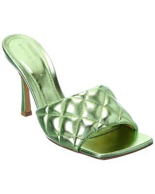 Женские кожаные стеганые сандалии Bottega Veneta, зеленые 36