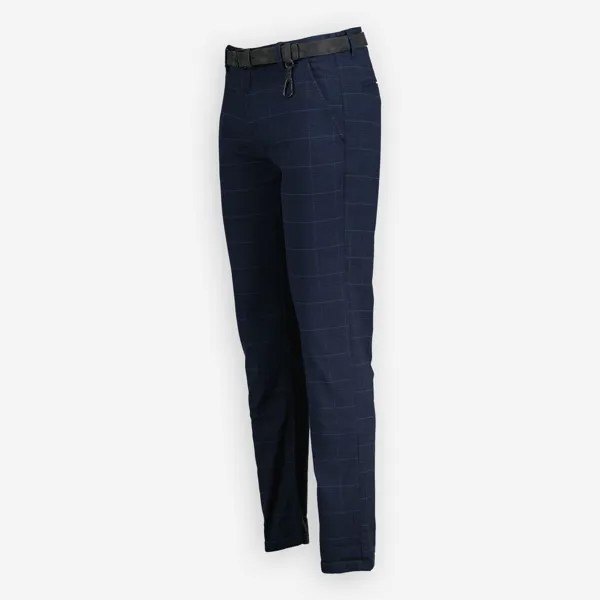 Темно-синие брюки чиносы прямого кроя с клетчатым узором и поясом Tom Tailor Denim