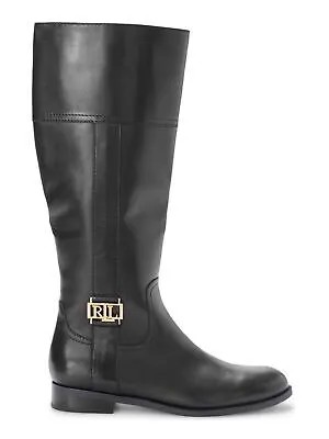Женские кожаные ботинки для верховой езды RALPH LAUREN Black Logo Berdie с круглым носком 7.5 B