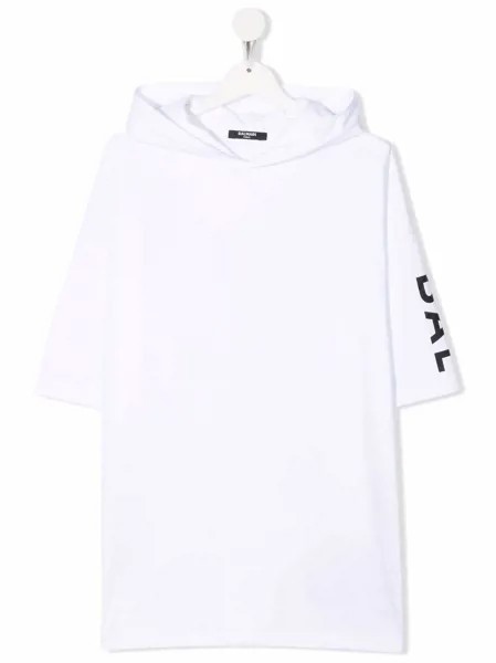 Balmain Kids худи с короткими рукавами и логотипом